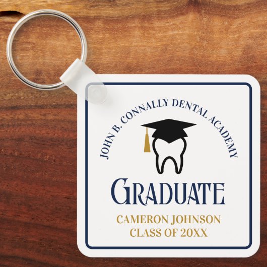 Navy Blue Dental School Custom Abschluss Gift Schlüsselanhänger (Vorderseite)
