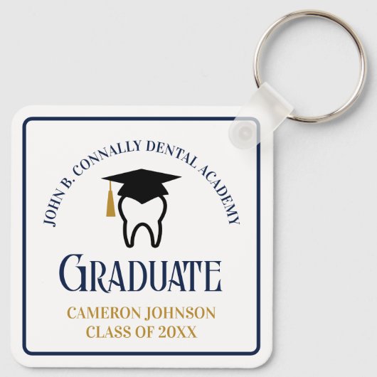 Navy Blue Dental School Custom Abschluss Gift Schlüsselanhänger (Rückseite)
