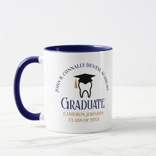 Navy Blue Dental School Custom Dentist Abschluss Tasse (Links)