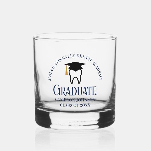 Navy Blue Dental School Custom Dentist Abschluss Whiskyglas (Vorderseite)