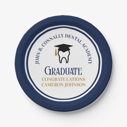 Navy Blue Dental School Custom Graduation Party Pappteller (Vorderseite)