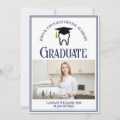 Navy Blue Dental School Foto Custom Abschluss Ankündigung (Vorderseite)
