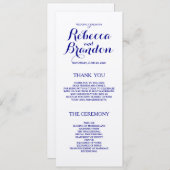 Navy Blue Designer Skript Custom Wedding Programm (Vorne/Hinten)