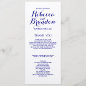 Navy Blue Designer Skript Custom Wedding Programm (Vorderseite)