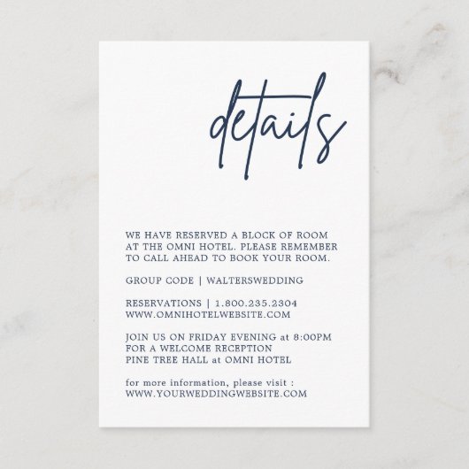 Navy Blue Detail-Abschlusskarte Begleitkarte (Vorderseite)