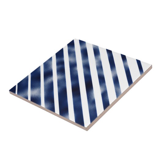 Navy-Blue-Diagonalstreifen-Folienschimmer Fliese (Seite)