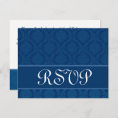 Navy Blue Diamond Damask Wedding UAWG Large RSVP Karte (Vorne/Hinten)