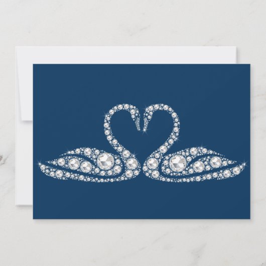 NAVY BLUE DIAMOND SWAN ELEGANT WEDANT EINLADUNG (Rückseite)
