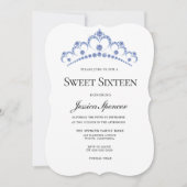 Navy Blue Diamond Tiara Sweet 16 Einladung (Vorderseite)