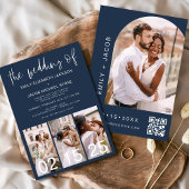 Navy Blue Die Hochzeit von Minimalistischem QR-Cod Einladung