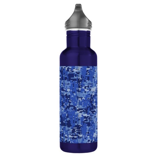 Navy Blue Digital Camo Camouflage Texture Edelstahlflasche (Rechts)