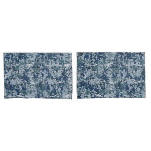 Navy Blue Digital Camouflage Camouflage Kissenbezug