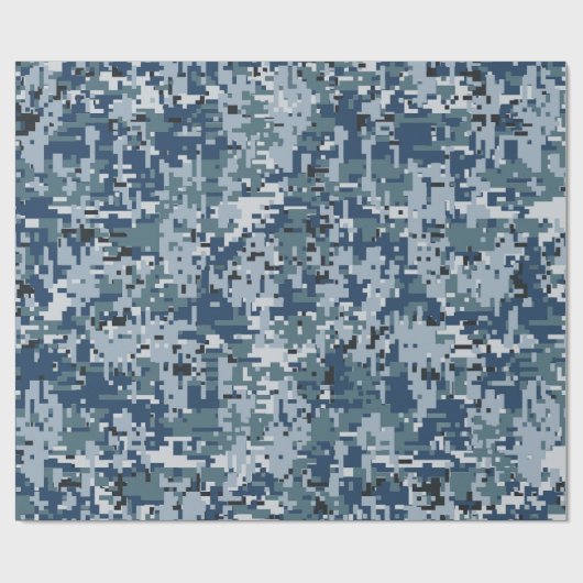 Navy Blue Digital Camouflage Decke Geschenkpapier (Flach)