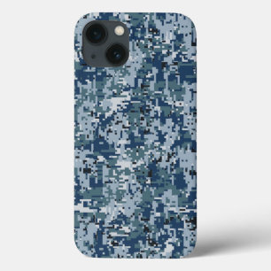 Navy Blue Digital Camouflage Deco iPhone 13 Hülle