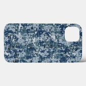 Navy Blue Digital Camouflage Deco Case-Mate iPhone Hülle (Rückseite (Horizontal))