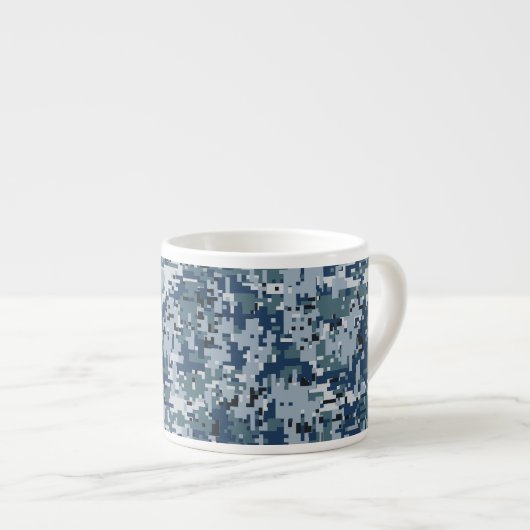 Navy Blue Digital Camouflage Deco Espressotasse (Vorderseite Rechts)