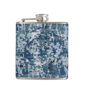 Navy Blue Digital Camouflage Deco Flachmann (Vorderseite)
