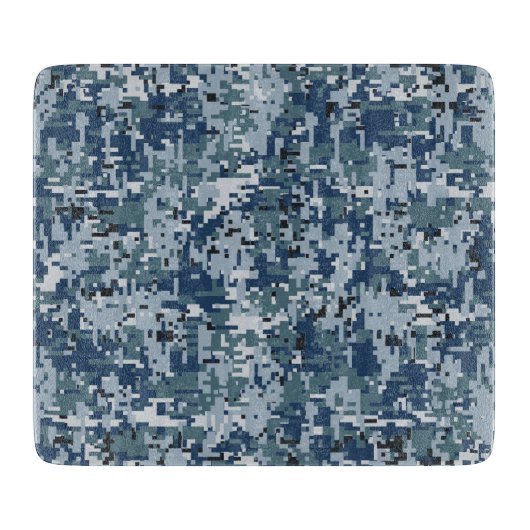 Navy Blue Digital Camouflage Deco Schneidebrett (Vorderseite)