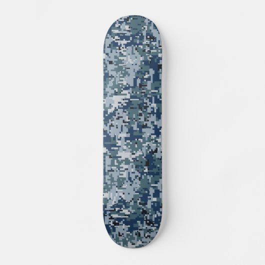 Navy Blue Digital Camouflage Deco Skateboard (Vorderseite)