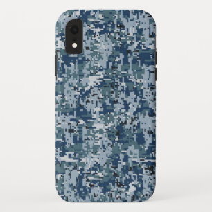 Navy Blue Digital Camouflage Design iPhone XR Hülle