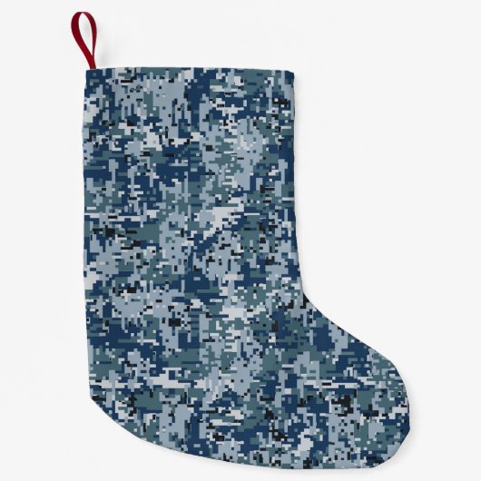 Navy Blue Digital Camouflage Design Kleiner Weihnachtsstrumpf (Vorderseite)