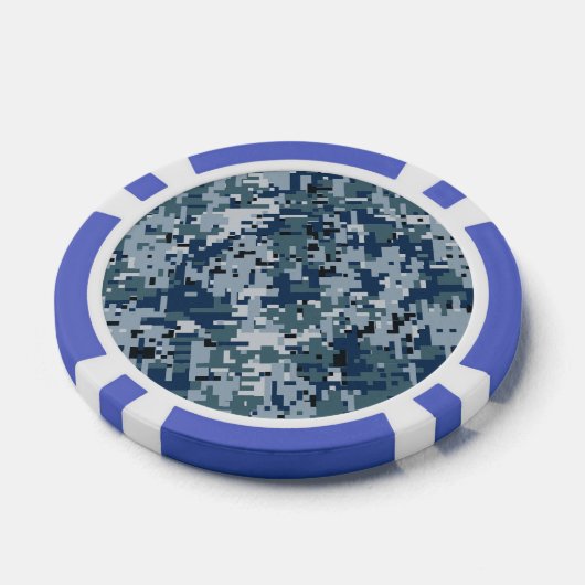 Navy Blue Digital Camouflage Design Pokerchips (Einzeln)