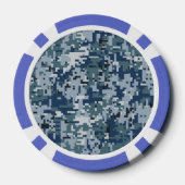 Navy Blue Digital Camouflage Design Pokerchips (Rückseite)