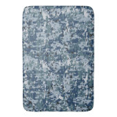 Navy Blue Digital Pixels Camouflage Deco Badematte (Vorderseite Vertikal)