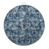 Navy Blue Digital Pixels Camouflage Deco Dartscheibe (vorne)