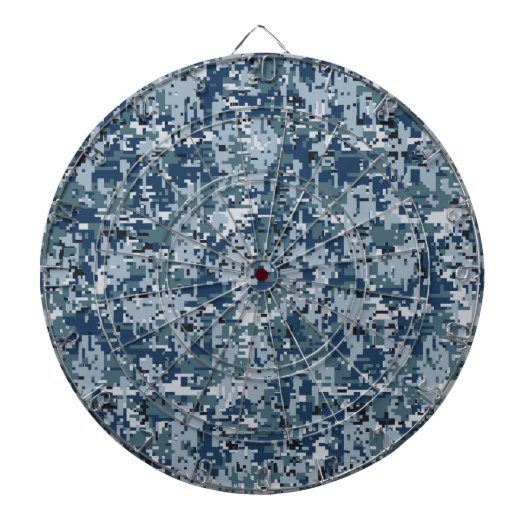 Navy Blue Digital Pixels Camouflage Deco Dartscheibe (vorne)