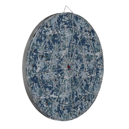 Navy Blue Digital Pixels Camouflage Deco Dartscheibe (Vorderseite Links)