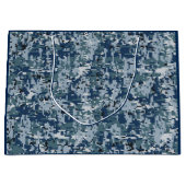 Navy Blue Digital Pixels Camouflage Deco Große Geschenktüte (Vorderseite)