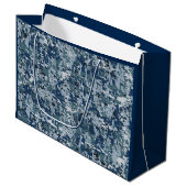 Navy Blue Digital Pixels Camouflage Deco Große Geschenktüte (Vorderseite Schrägansicht)