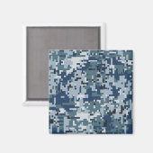 Navy Blue Digital Pixels Camouflage Deco Magnet (Vorderseite/Rückseite)