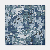 Navy Blue Digital Pixels Camouflage Deco Magnet (Vorne)