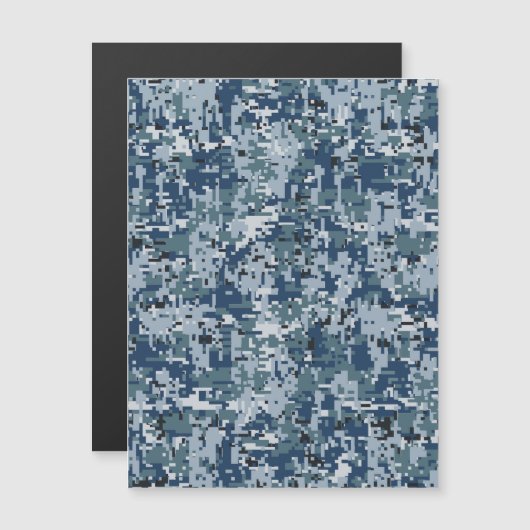 Navy Blue Digital Pixels Camouflage Deco Magnetkarte (Vorne/Hinten)