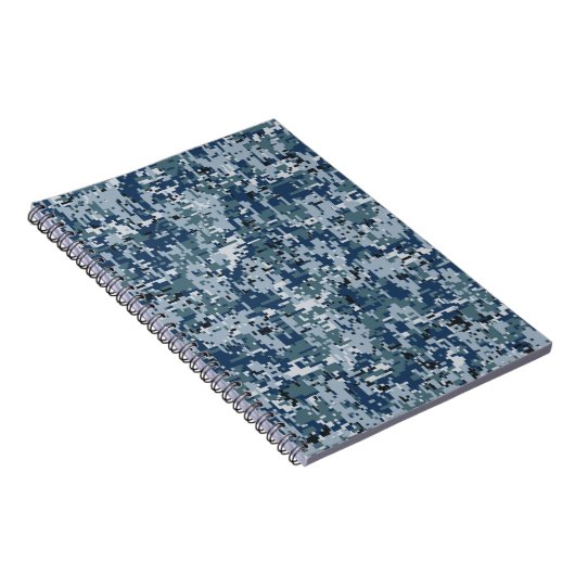 Navy Blue Digital Pixels Camouflage Deco Notizblock (Rechte Seite)