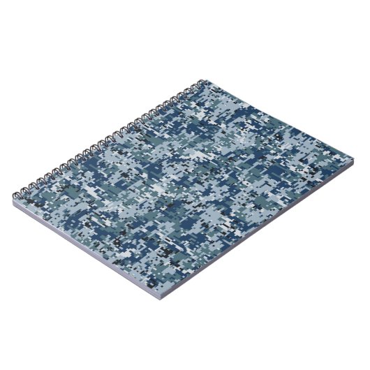 Navy Blue Digital Pixels Camouflage Deco Notizblock (Linke Seite)