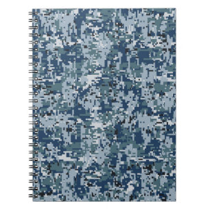 Navy Blue Digital Pixels Camouflage Deco Notizblock