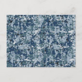 Navy Blue Digital Pixels Camouflage Deco Postkarte (Vorderseite)