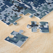 Navy Blue Digital Pixels Camouflage Deco Puzzle (Seite)