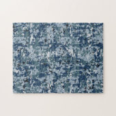 Navy Blue Digital Pixels Camouflage Deco Puzzle (Horizontal)