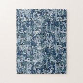 Navy Blue Digital Pixels Camouflage Deco Puzzle (Vertikal)