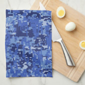 Navy Blue Digital Pixels Camouflage Texture Decor Geschirrtuch (Viertel Falte)