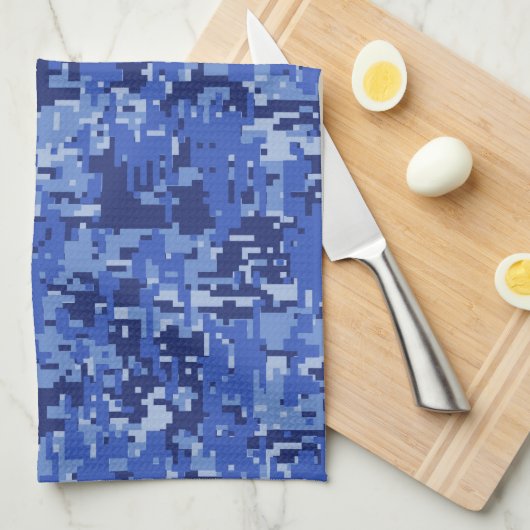 Navy Blue Digital Pixels Camouflage Texture Decor Geschirrtuch (Viertel Falte)