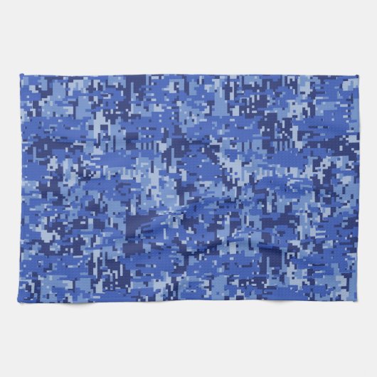 Navy Blue Digital Pixels Camouflage Texture Decor Geschirrtuch (Horizontal)