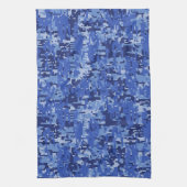 Navy Blue Digital Pixels Camouflage Texture Decor Geschirrtuch (Vertikal)