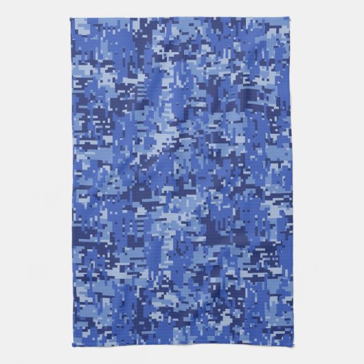 Navy Blue Digital Pixels Camouflage Texture Decor Geschirrtuch (Vertikal)