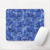 Navy Blue Digital Pixels Camouflage Texture Decor Mousepad (Mit Mouse)
