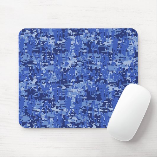 Navy Blue Digital Pixels Camouflage Texture Decor Mousepad (Mit Mouse)